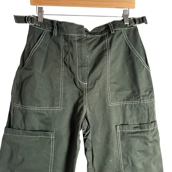 Ashley Park x RTR Olive Green Straight Leg Twill Cargo Pants Size 8 - Picture 6 of 13